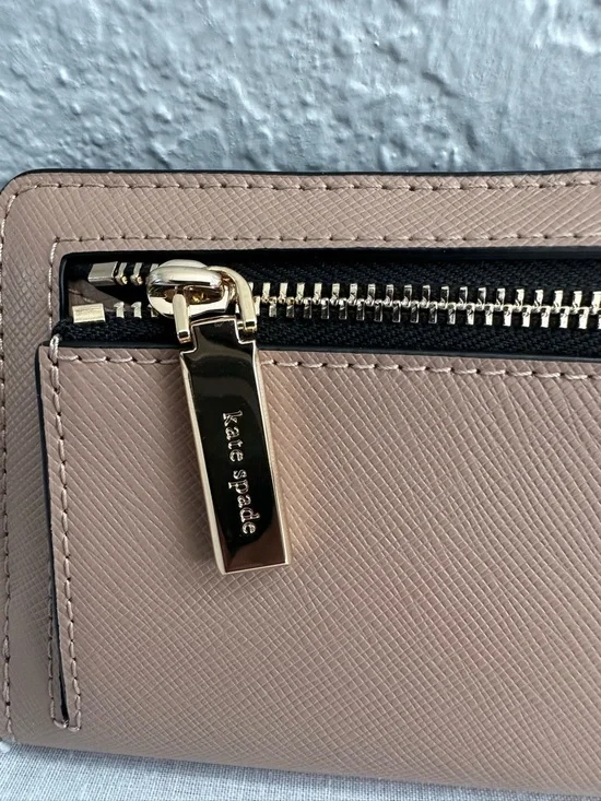 Kate Spade New York Saffiano Leather Wallet Black Blush Bifold Snap Zip Womens - Picture 4 of 9